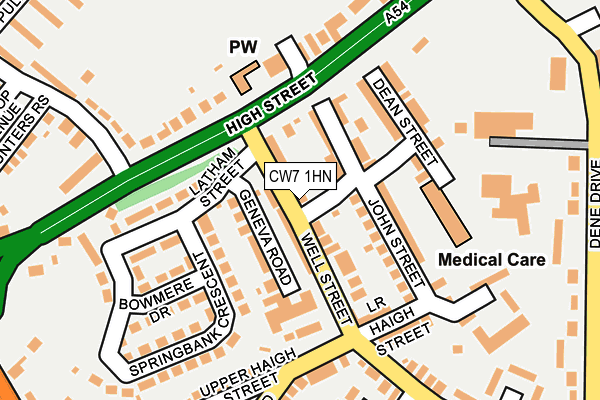 CW7 1HN map - OS OpenMap – Local (Ordnance Survey)