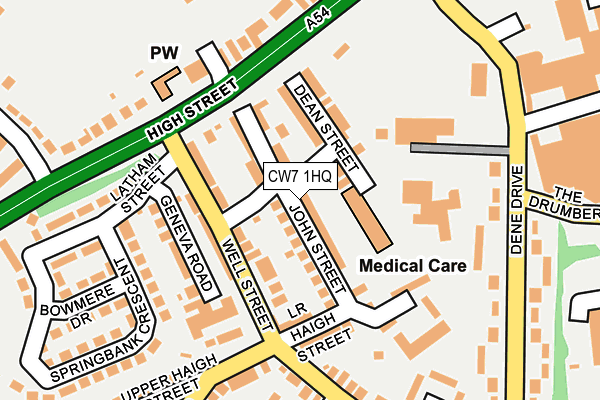 CW7 1HQ map - OS OpenMap – Local (Ordnance Survey)