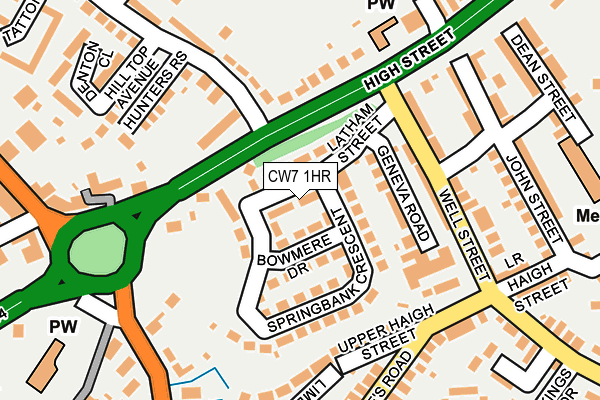 CW7 1HR map - OS OpenMap – Local (Ordnance Survey)