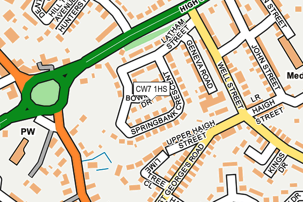 CW7 1HS map - OS OpenMap – Local (Ordnance Survey)