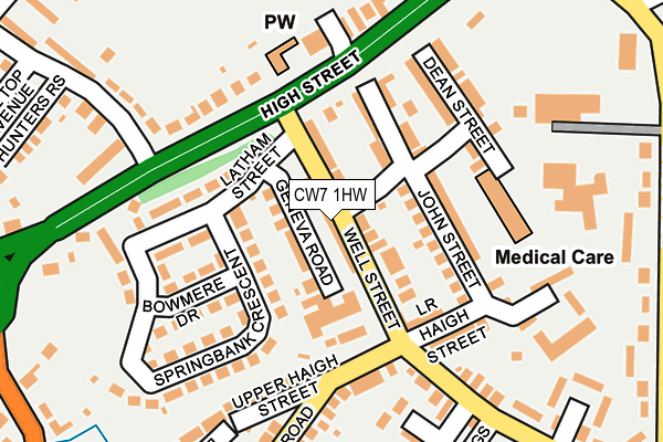 CW7 1HW map - OS OpenMap – Local (Ordnance Survey)