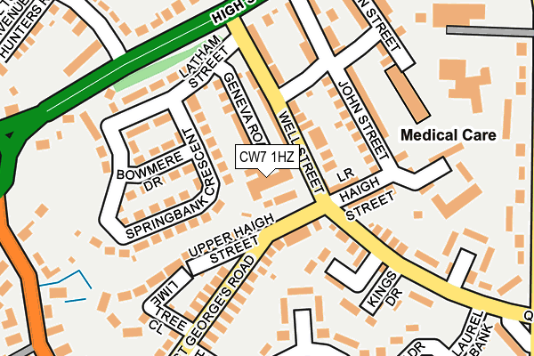 CW7 1HZ map - OS OpenMap – Local (Ordnance Survey)