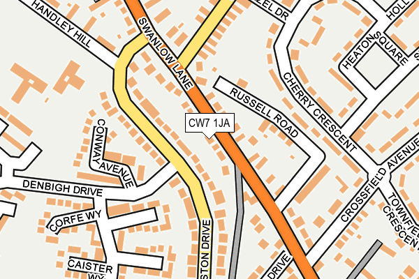 CW7 1JA map - OS OpenMap – Local (Ordnance Survey)