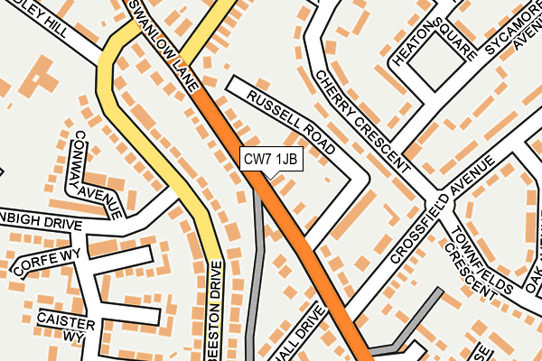 CW7 1JB map - OS OpenMap – Local (Ordnance Survey)