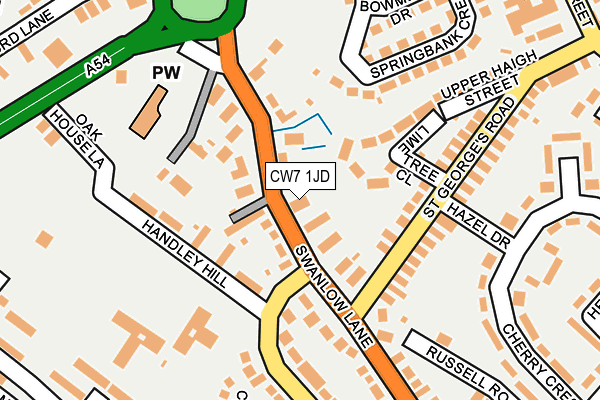 CW7 1JD map - OS OpenMap – Local (Ordnance Survey)