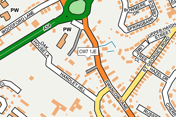 CW7 1JE map - OS OpenMap – Local (Ordnance Survey)