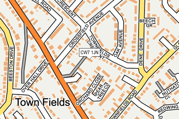 CW7 1JN map - OS OpenMap – Local (Ordnance Survey)
