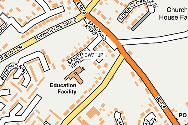 CW7 1JP map - OS OpenMap – Local (Ordnance Survey)