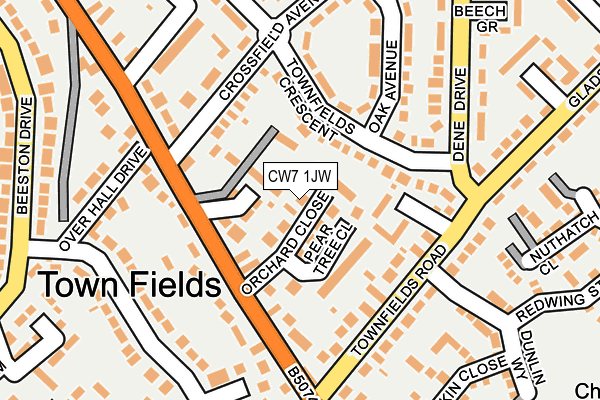 CW7 1JW map - OS OpenMap – Local (Ordnance Survey)