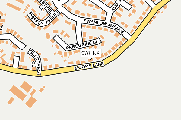 CW7 1JX map - OS OpenMap – Local (Ordnance Survey)