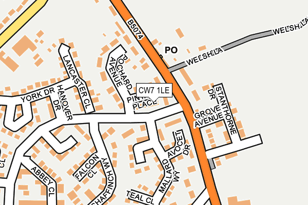 CW7 1LE map - OS OpenMap – Local (Ordnance Survey)