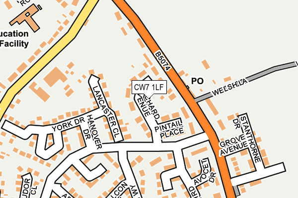 CW7 1LF map - OS OpenMap – Local (Ordnance Survey)