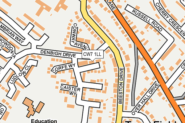 CW7 1LL map - OS OpenMap – Local (Ordnance Survey)