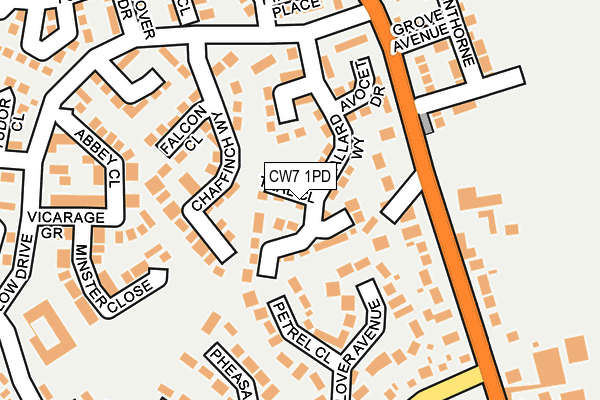 CW7 1PD map - OS OpenMap – Local (Ordnance Survey)