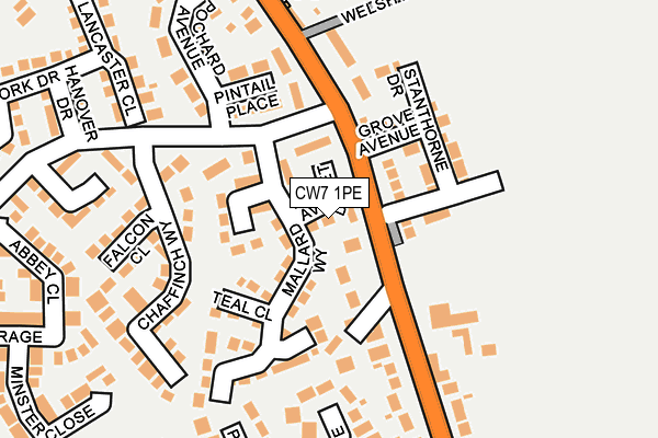 CW7 1PE map - OS OpenMap – Local (Ordnance Survey)