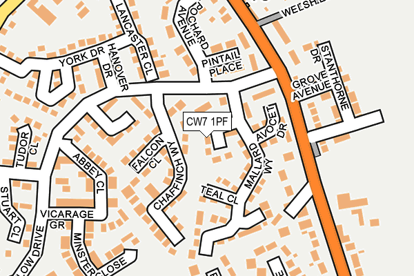 CW7 1PF map - OS OpenMap – Local (Ordnance Survey)