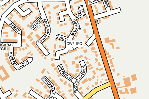 CW7 1PQ map - OS OpenMap – Local (Ordnance Survey)