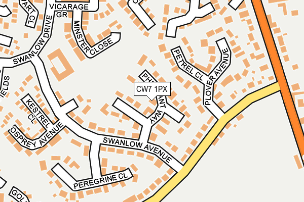 CW7 1PX map - OS OpenMap – Local (Ordnance Survey)