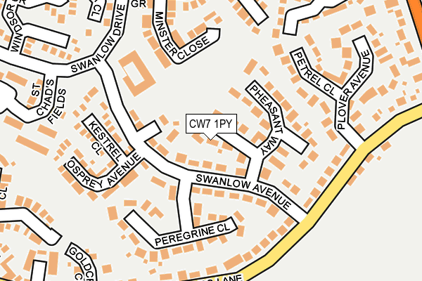 CW7 1PY map - OS OpenMap – Local (Ordnance Survey)
