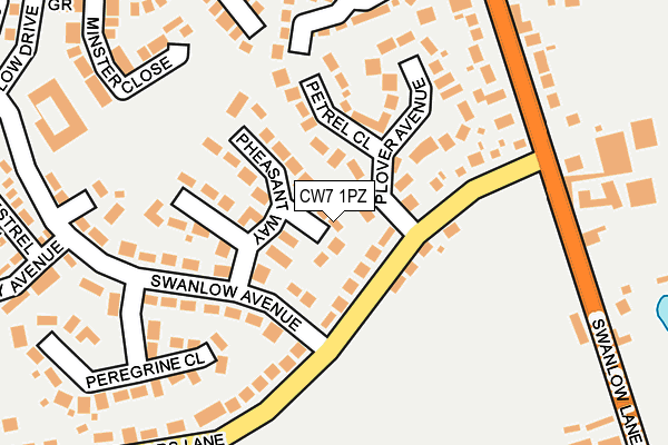 CW7 1PZ map - OS OpenMap – Local (Ordnance Survey)