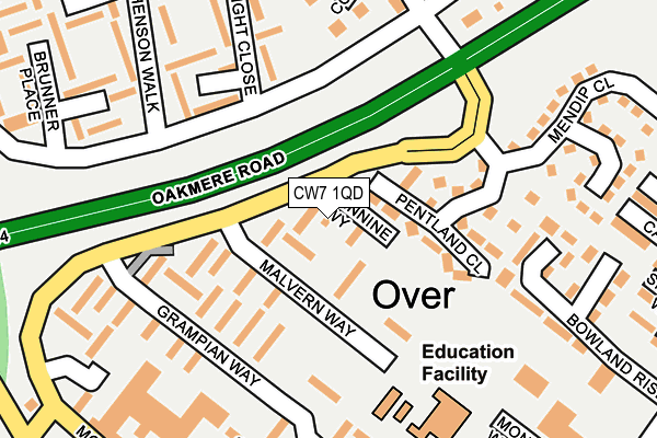 CW7 1QD map - OS OpenMap – Local (Ordnance Survey)