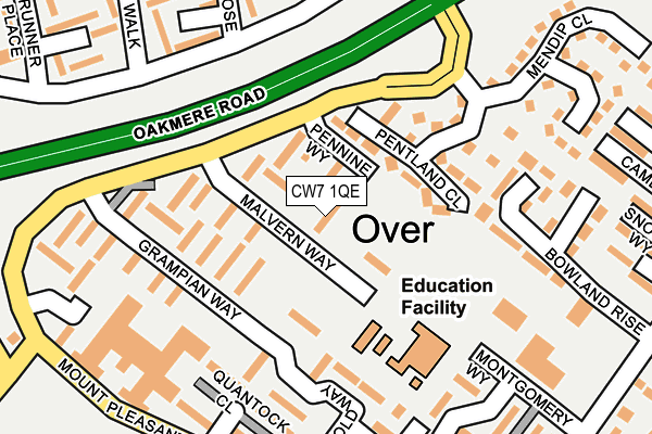 CW7 1QE map - OS OpenMap – Local (Ordnance Survey)