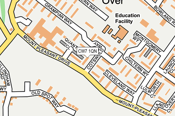 CW7 1QN map - OS OpenMap – Local (Ordnance Survey)
