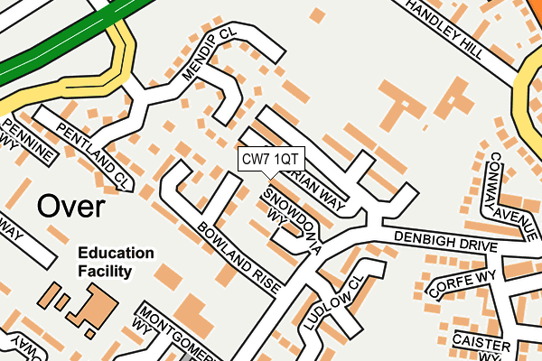 CW7 1QT map - OS OpenMap – Local (Ordnance Survey)