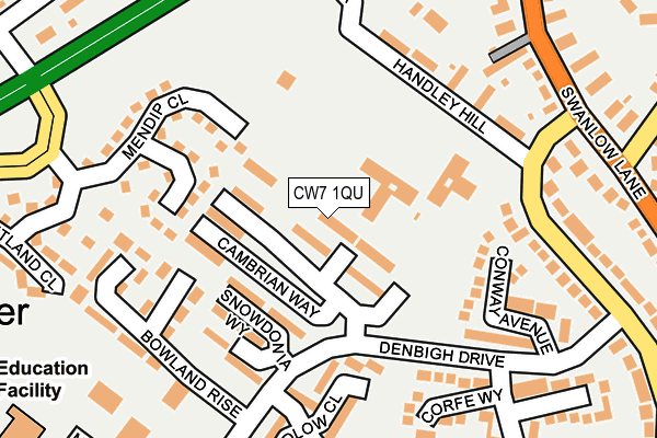 CW7 1QU map - OS OpenMap – Local (Ordnance Survey)