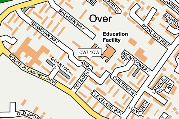 CW7 1QW map - OS OpenMap – Local (Ordnance Survey)