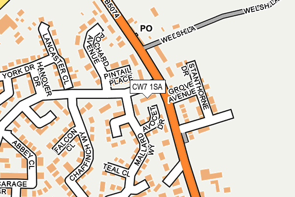 CW7 1SA map - OS OpenMap – Local (Ordnance Survey)