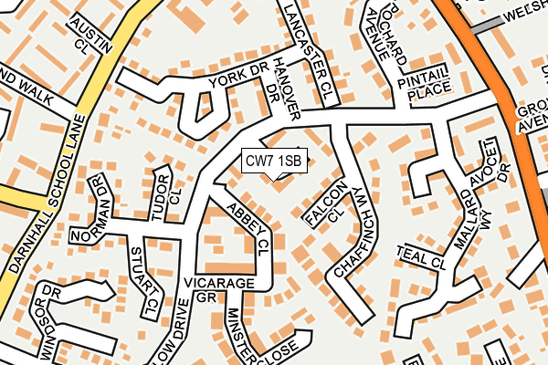 CW7 1SB map - OS OpenMap – Local (Ordnance Survey)