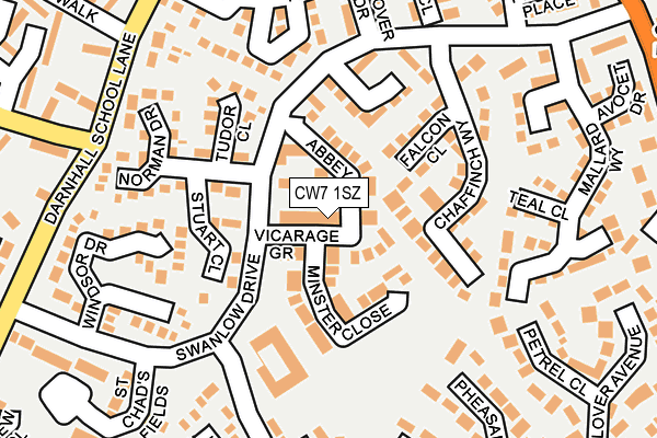 CW7 1SZ map - OS OpenMap – Local (Ordnance Survey)