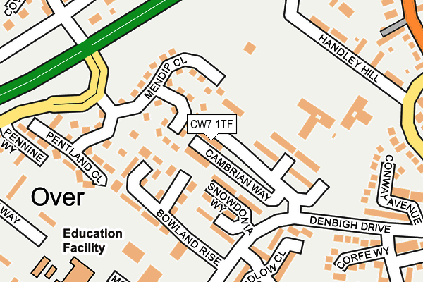 CW7 1TF map - OS OpenMap – Local (Ordnance Survey)