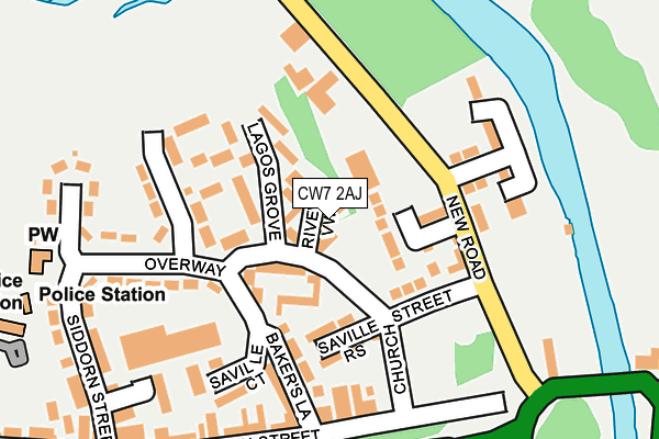 CW7 2AJ map - OS OpenMap – Local (Ordnance Survey)