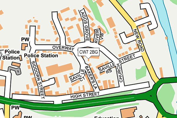 CW7 2BG map - OS OpenMap – Local (Ordnance Survey)