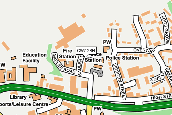 CW7 2BH map - OS OpenMap – Local (Ordnance Survey)