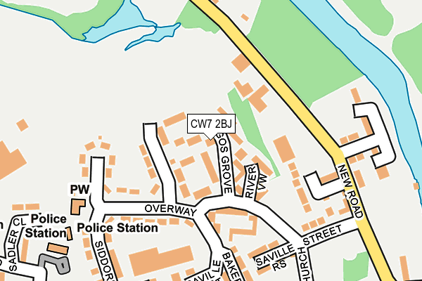 CW7 2BJ map - OS OpenMap – Local (Ordnance Survey)