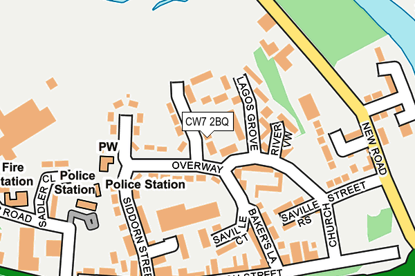 CW7 2BQ map - OS OpenMap – Local (Ordnance Survey)