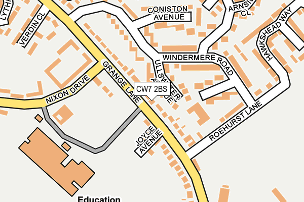 CW7 2BS map - OS OpenMap – Local (Ordnance Survey)