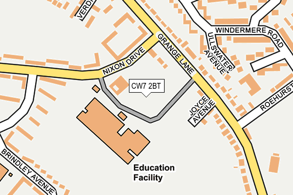 CW7 2BT map - OS OpenMap – Local (Ordnance Survey)