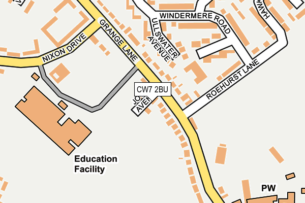 CW7 2BU map - OS OpenMap – Local (Ordnance Survey)