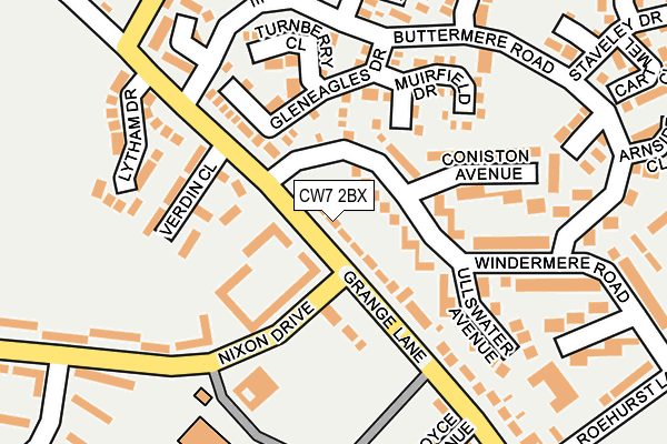 CW7 2BX map - OS OpenMap – Local (Ordnance Survey)