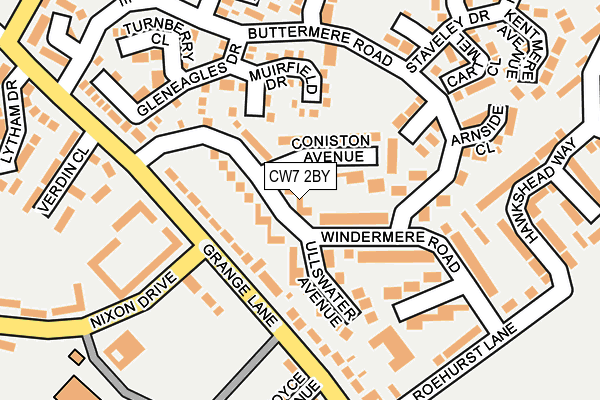 CW7 2BY map - OS OpenMap – Local (Ordnance Survey)