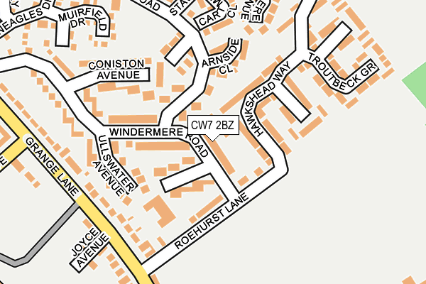 CW7 2BZ map - OS OpenMap – Local (Ordnance Survey)