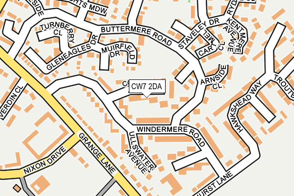 CW7 2DA map - OS OpenMap – Local (Ordnance Survey)