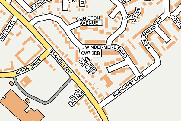 CW7 2DB map - OS OpenMap – Local (Ordnance Survey)