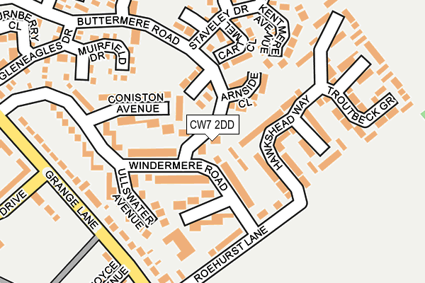 CW7 2DD map - OS OpenMap – Local (Ordnance Survey)