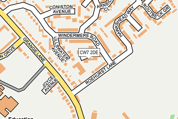 CW7 2DE map - OS OpenMap – Local (Ordnance Survey)