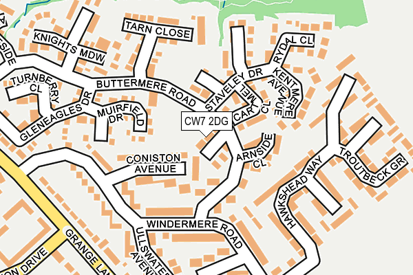 CW7 2DG map - OS OpenMap – Local (Ordnance Survey)